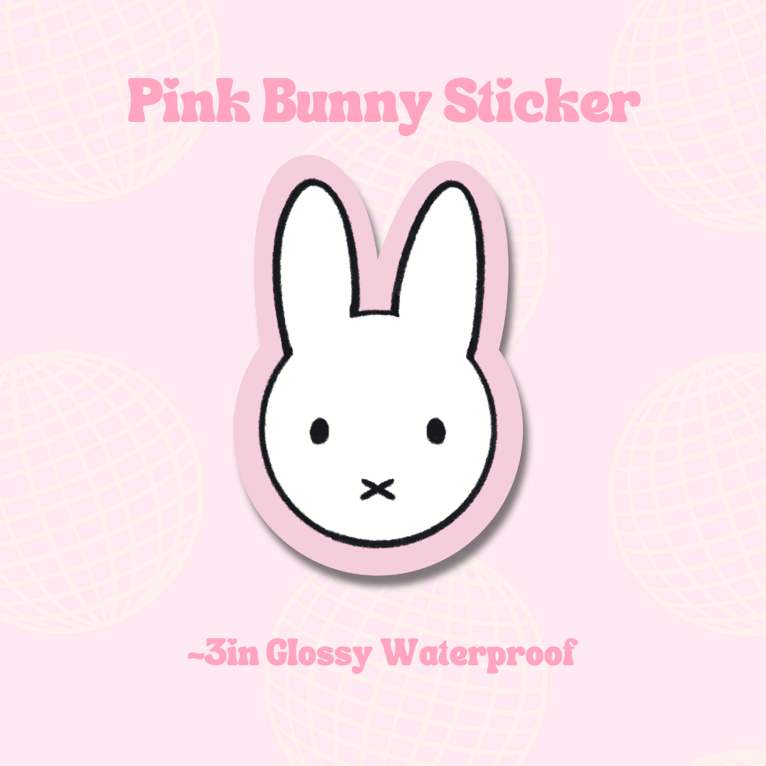 pink bunny || Waterproof Die Cut Sticker, Glossy Vinyl Sticker, Cute, Kawaii, Journaling, Planner, Laptop stickers