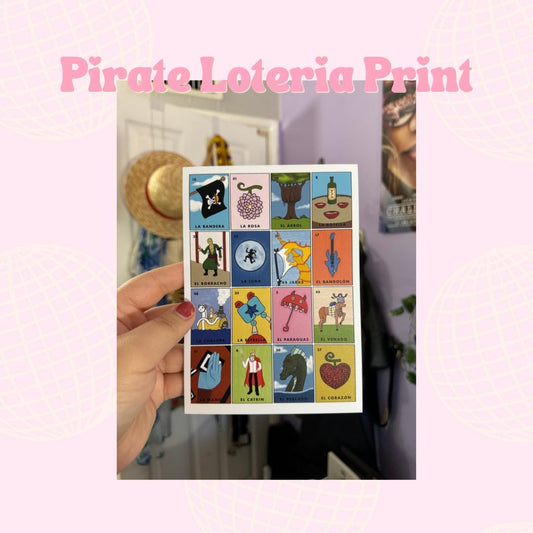 Pirate Loteria Print || Anime, Manga, Mexican, Inspired Art, Room decor, Wall art, Colorful