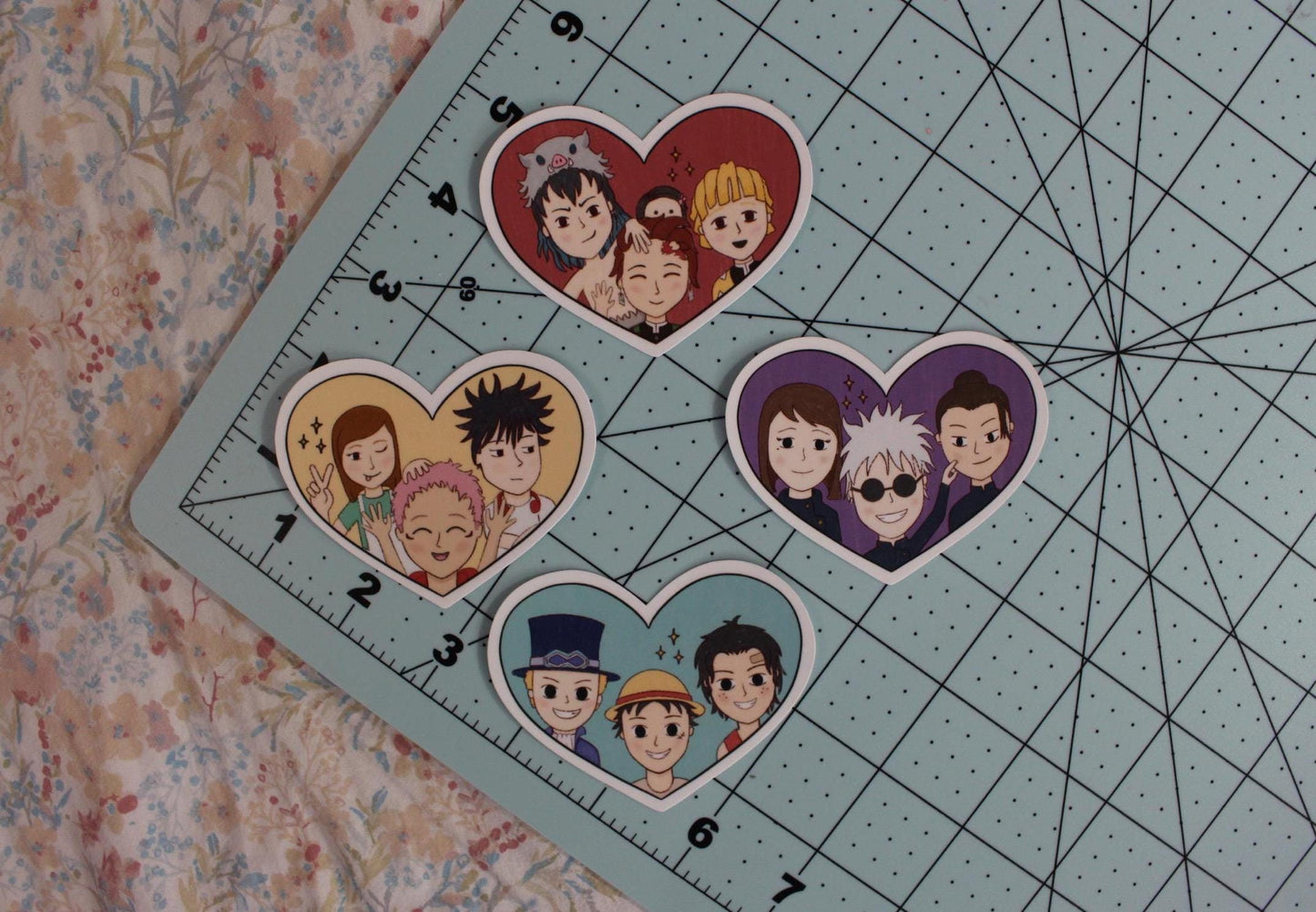 Anime Heart Stickers || Waterproof Die Cut Sticker, Glossy Vinyl Sticker, Pirate, Sorcerer, Slayer, Journaling, Planner, Laptop stickers