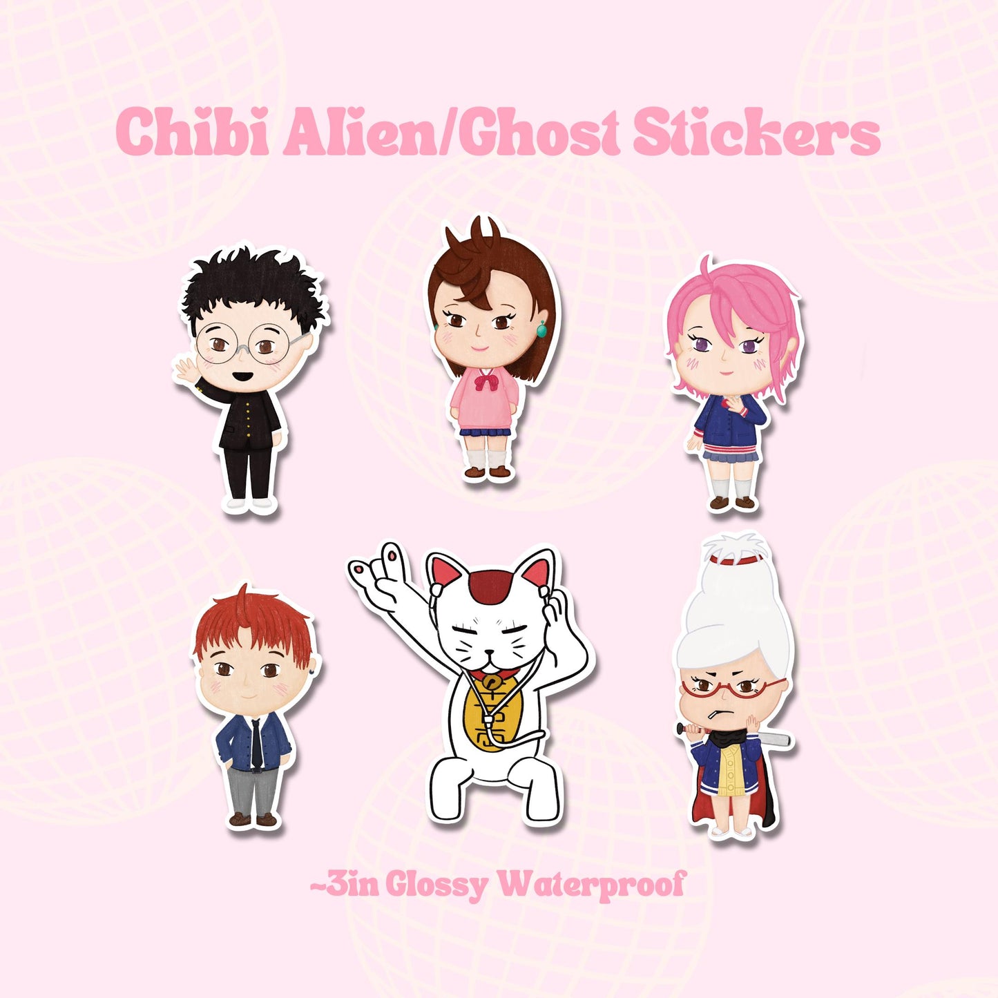 Chibi Alien/Ghost Stickers || Waterproof Glossy Die Cut Vinyl Sticker, Cute, Kawaii, Journaling, Planner, Laptop, Kindle, Anime, Manga