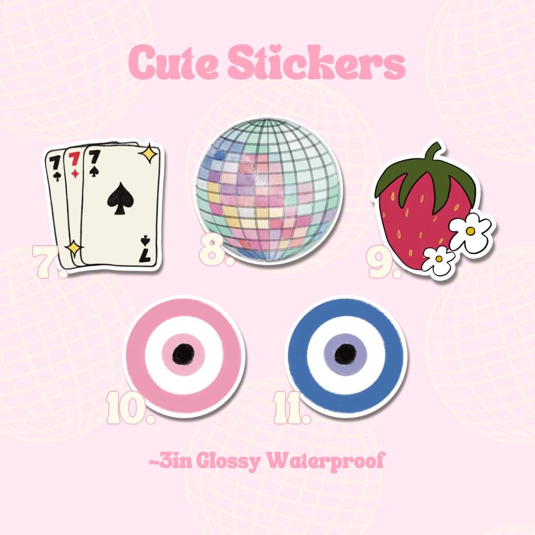Cute Stickers || Waterproof Glossy Diecut Vinyl, Pink, Coquette, Girly, Aesthetic, Bookish, Journal, Planner, Laptop, Kindle Stickers