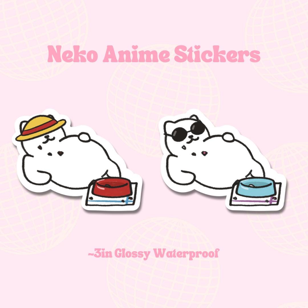 Neko Anime Sticker || Waterproof Die Cut Sticker, Glossy Vinyl Sticker, Cute Pirate Sorcerer Cats, Journaling, Planner, Laptop stickers