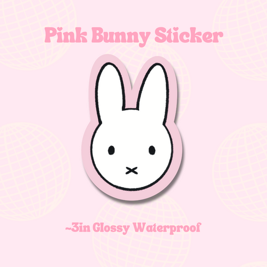 pink bunny || Waterproof Die Cut Sticker, Glossy Vinyl Sticker, Cute, Kawaii, Journaling, Planner, Laptop stickers