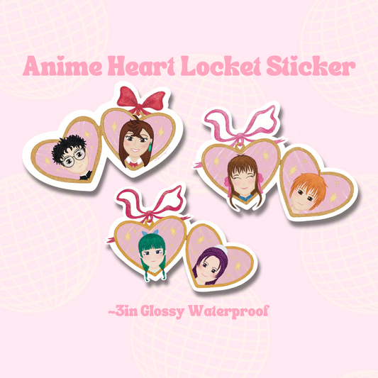 Anime Heart Locket || Die Cut Glossy Waterproof Sticker, Pink, Coquette, Girly, Manga, Aesthetic, Journal, Planner, Laptop, Kindle Stickers