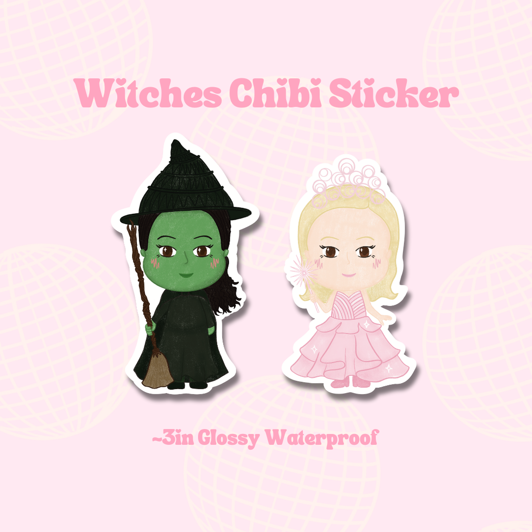 Witches Chibi Sticker || Waterproof Die Cut Sticker, Glossy Vinyl Sticker, Kawaii, Journaling, Planner, Laptop stickers