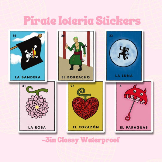 Pirate Loteria Sticker || Waterproof Die Cut Sticker, Glossy Vinyl Sticker, Anime, Manga, Journaling, Planner, Laptop stickers
