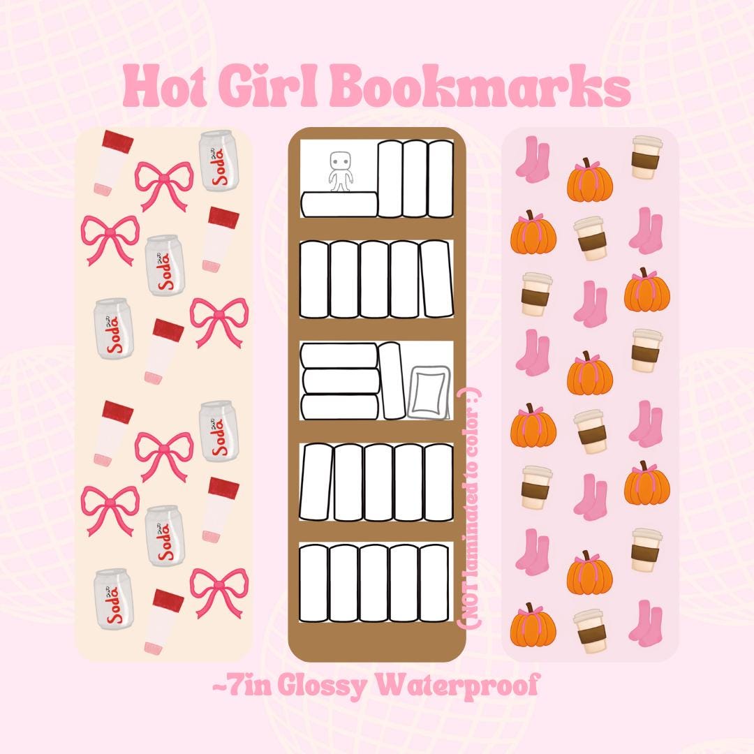 Hot Girl Bookmarks || Glossy Laminated Bookmarks, Girly, Coquette, Pink, Blue, Aesthetic
